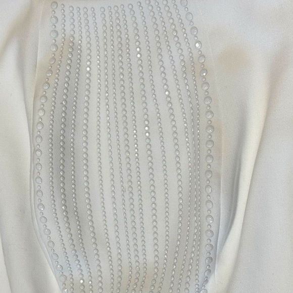 VTG Y2k CACHE Classic Ivory Beaded Bodycon Dress Corporate Chic Elegant White 2 - Picture 12 of 14